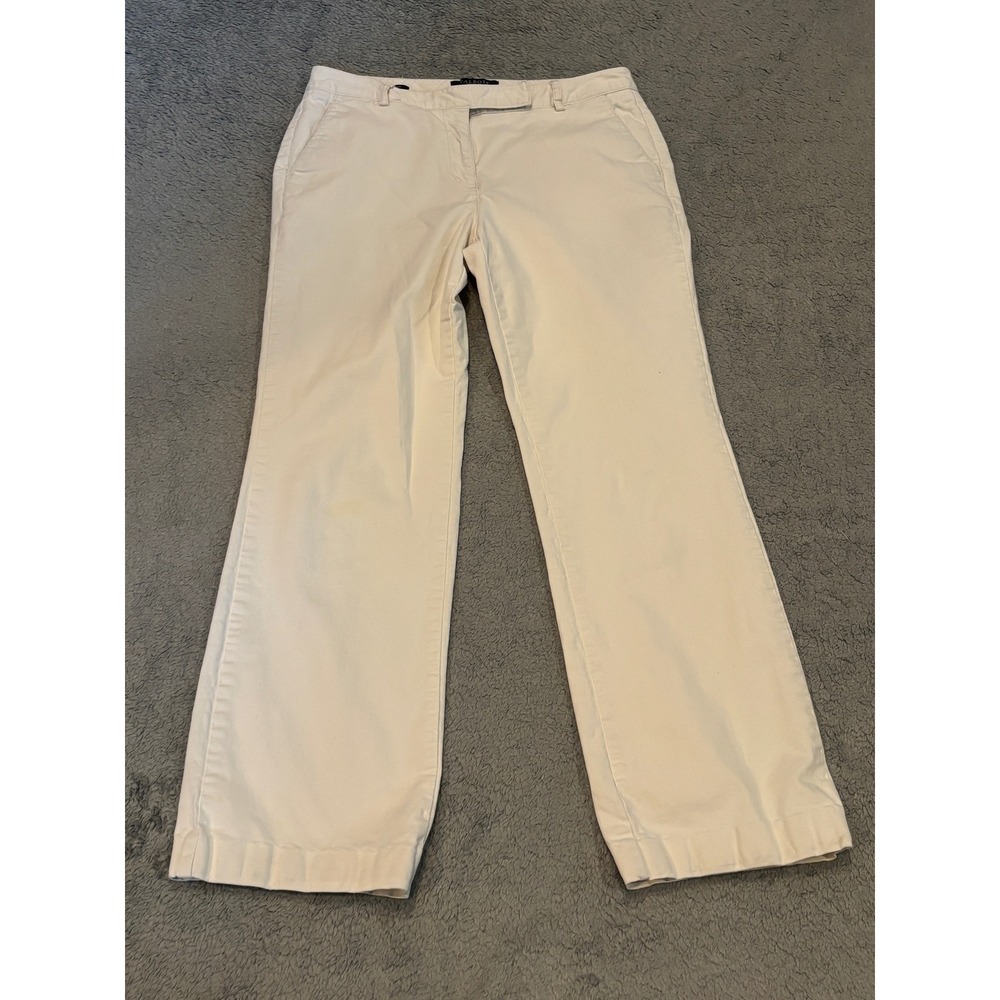 Talbots Heritage Boot Pants Womens 4P Cream Off White Cotton Stretch Petite